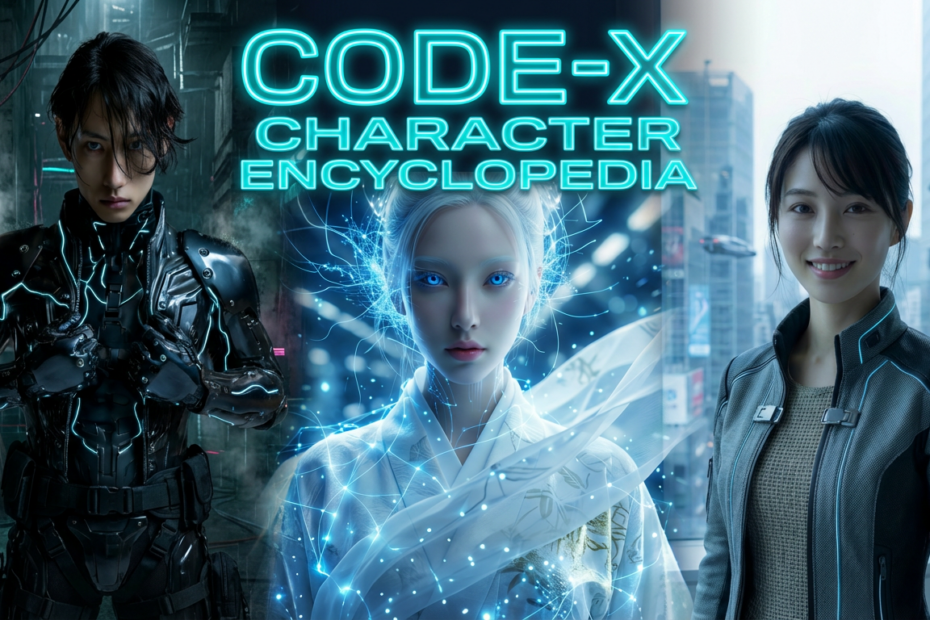 未来的なキャラクターのコラージュ