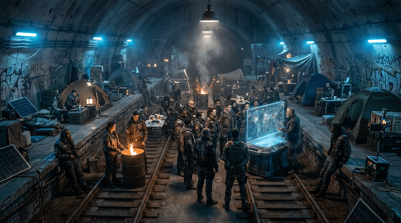 Underground resistance hideout in abandoned subway