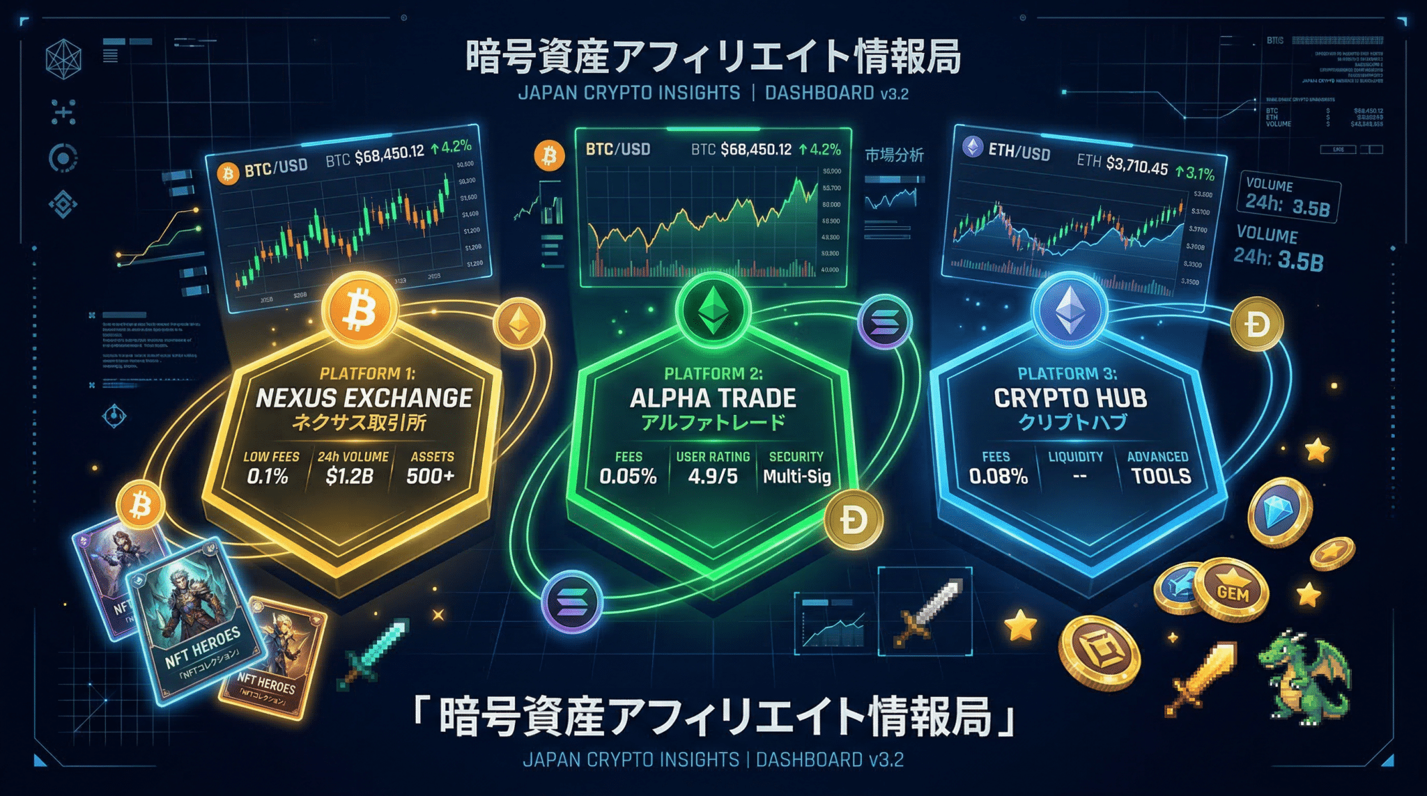 NFTゲーム向け取引所比較 アイキャッチ