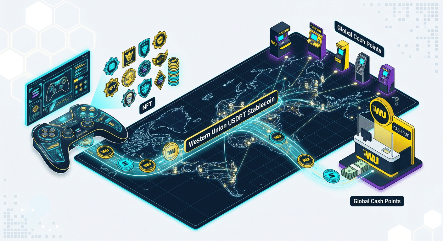 Western Union USDPT × Solana × GameFi 概念図